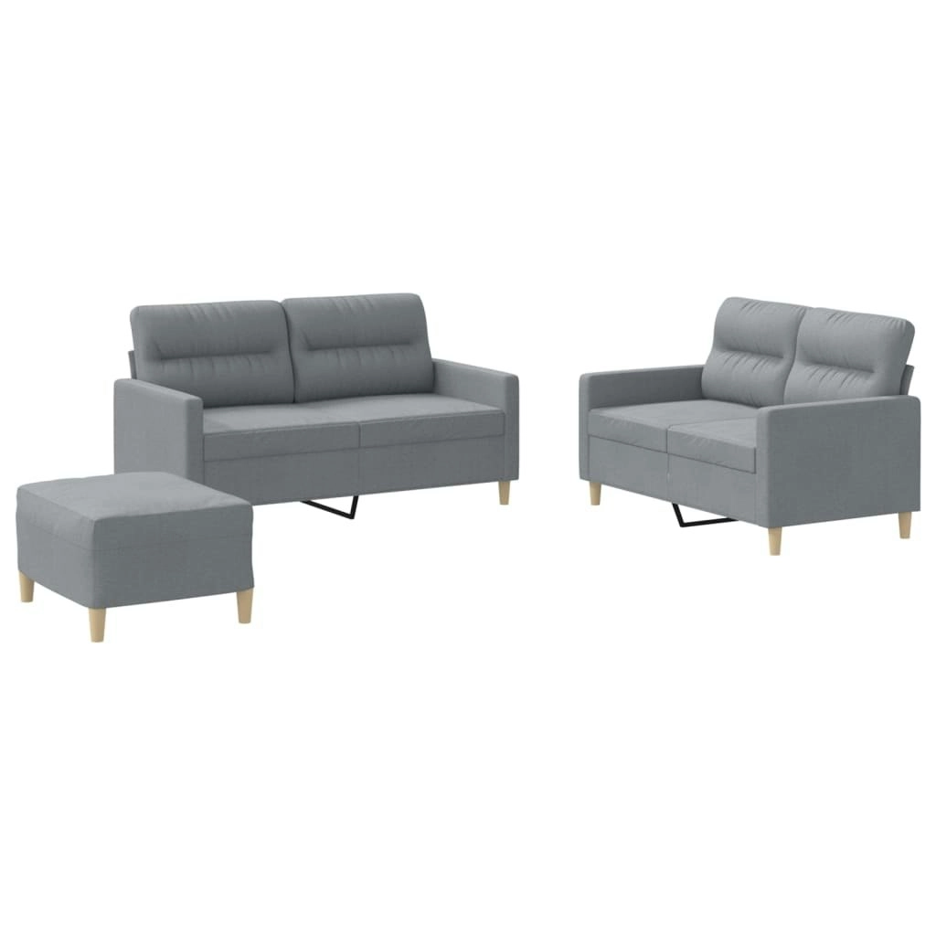 3 Piece Sofa Set with Cushions Light Grey Fabric 3201576