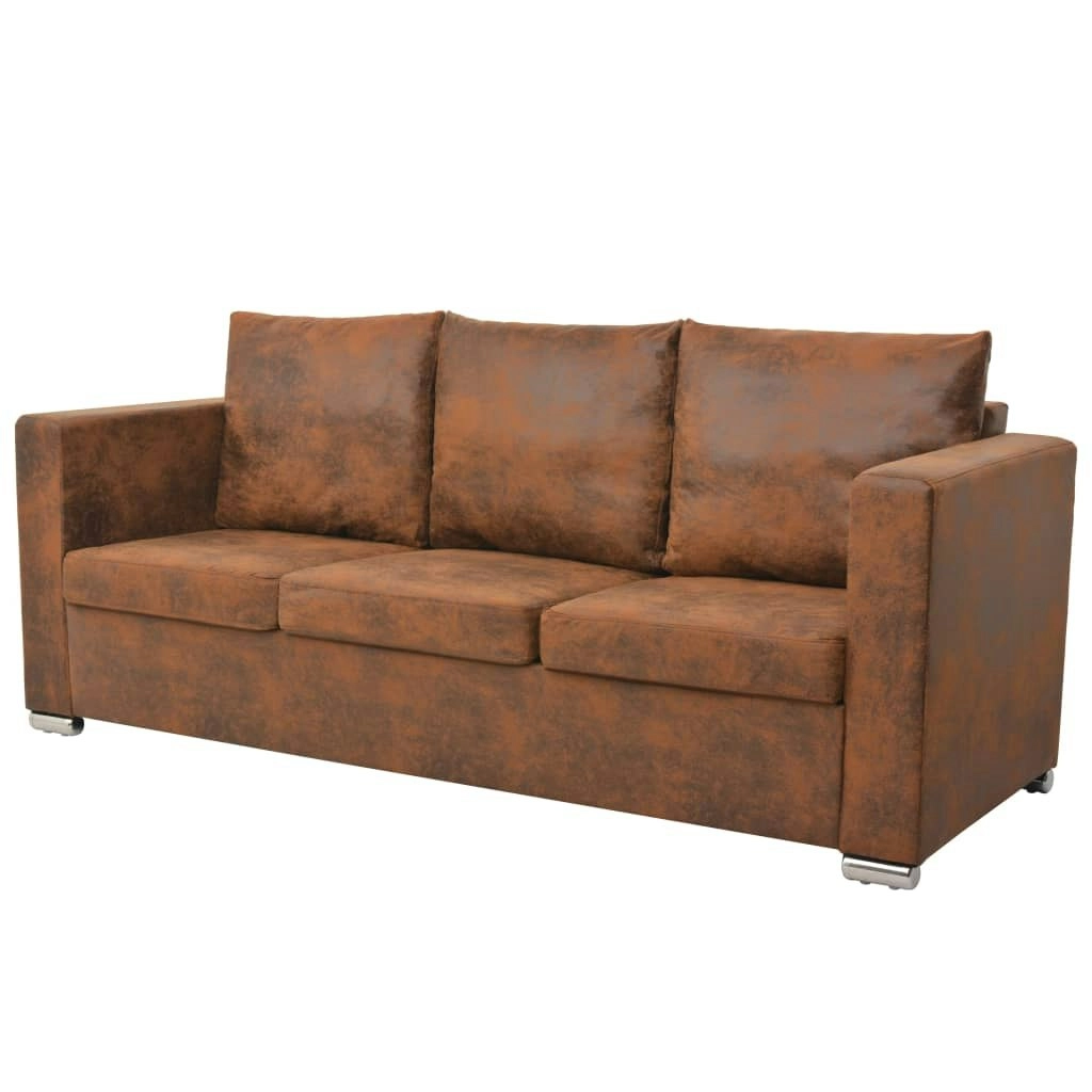 3-Seater Sofa 191x73x82 cm Artificial Suede Leather 244703