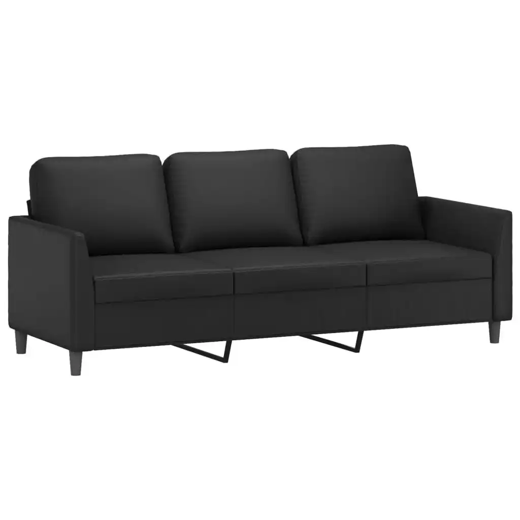 3-Seater Sofa Black 180 cm Faux Leather 359338