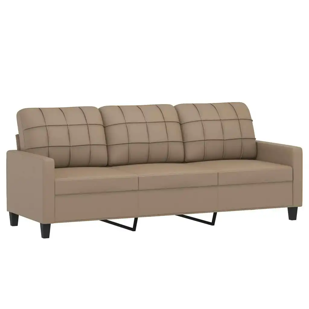 3-Seater Sofa Cappuccino 180 cm Faux Leather 359126