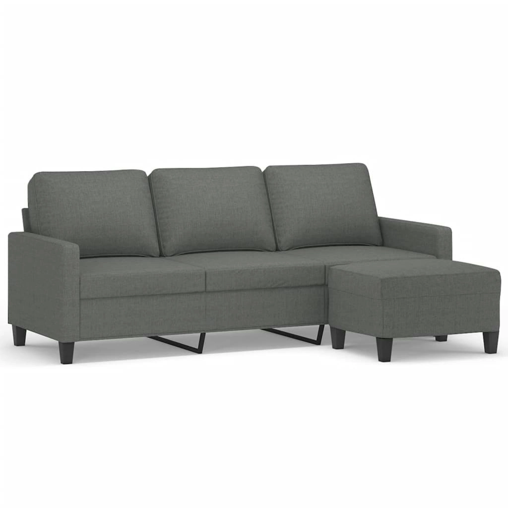 3-Seater Sofa with Footstool Dark Grey 180 cm Fabric 3201038