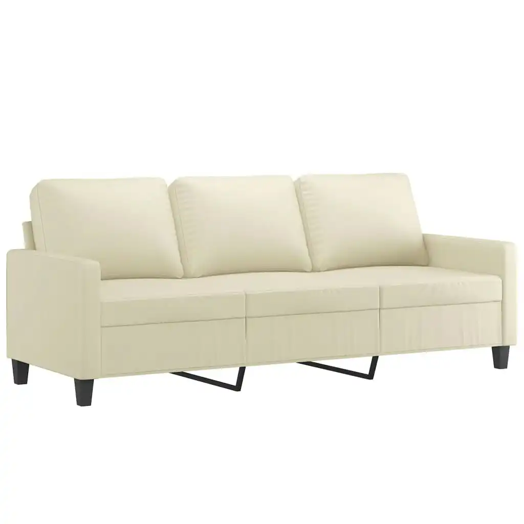 3-Seater Sofa Cream 180 cm Faux Leather 359143