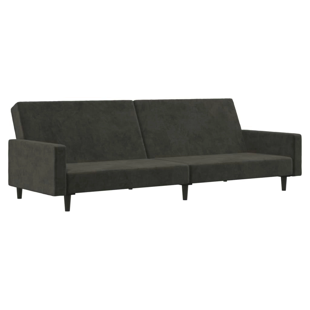 2-Seater Sofa Bed Dark Grey Velvet 375738