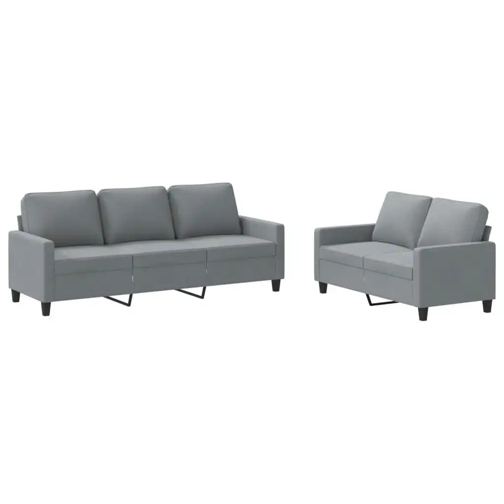 2 Piece Sofa Set with Cushions Light Grey Fabric 3201460