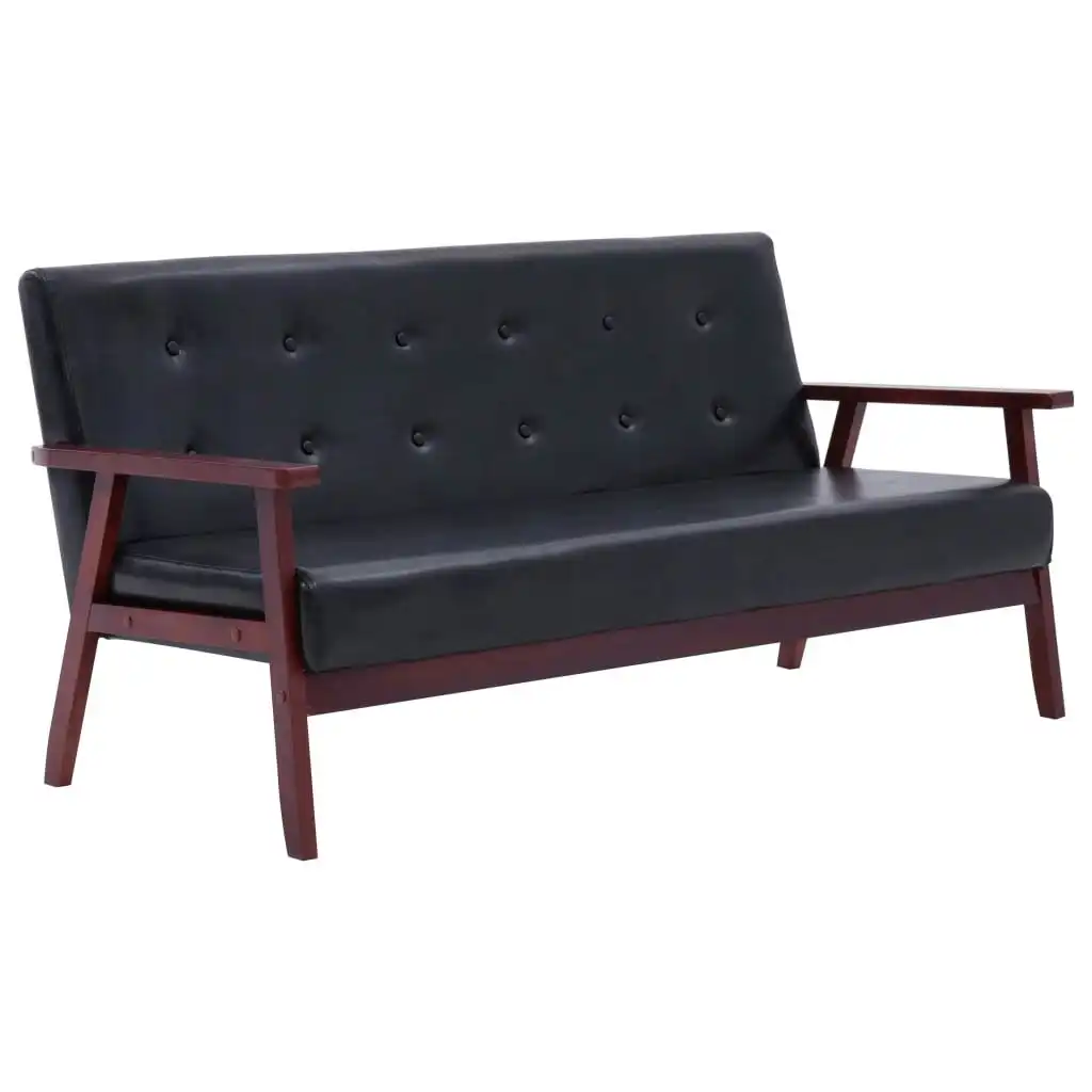 3-Seater Sofa Black Faux Leather 248643