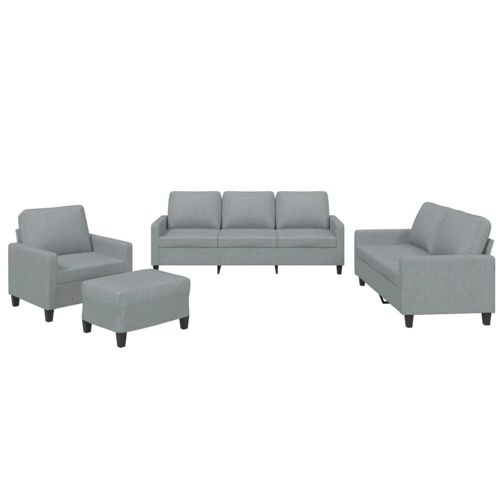 4 Piece Sofa Set with Cushions Light Grey Fabric 3201436