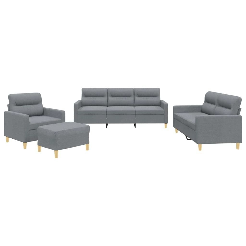 4 Piece Sofa Set with Cushions Light Grey Fabric 3201544