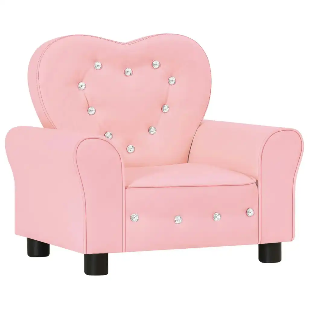 Children Sofa Pink Faux Leather 325523