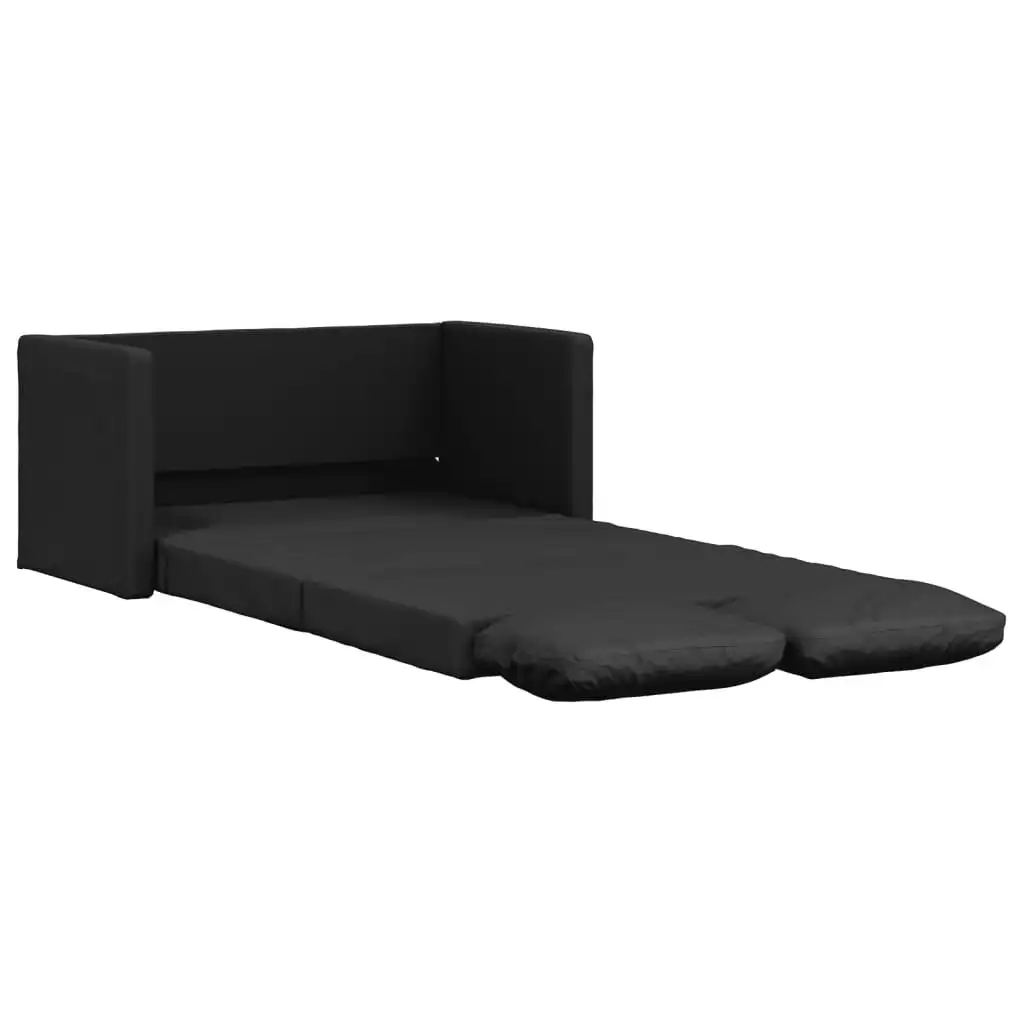 Floor Sofa Bed 2-in-1 Black 112x174x55 cm Faux Leather 353973