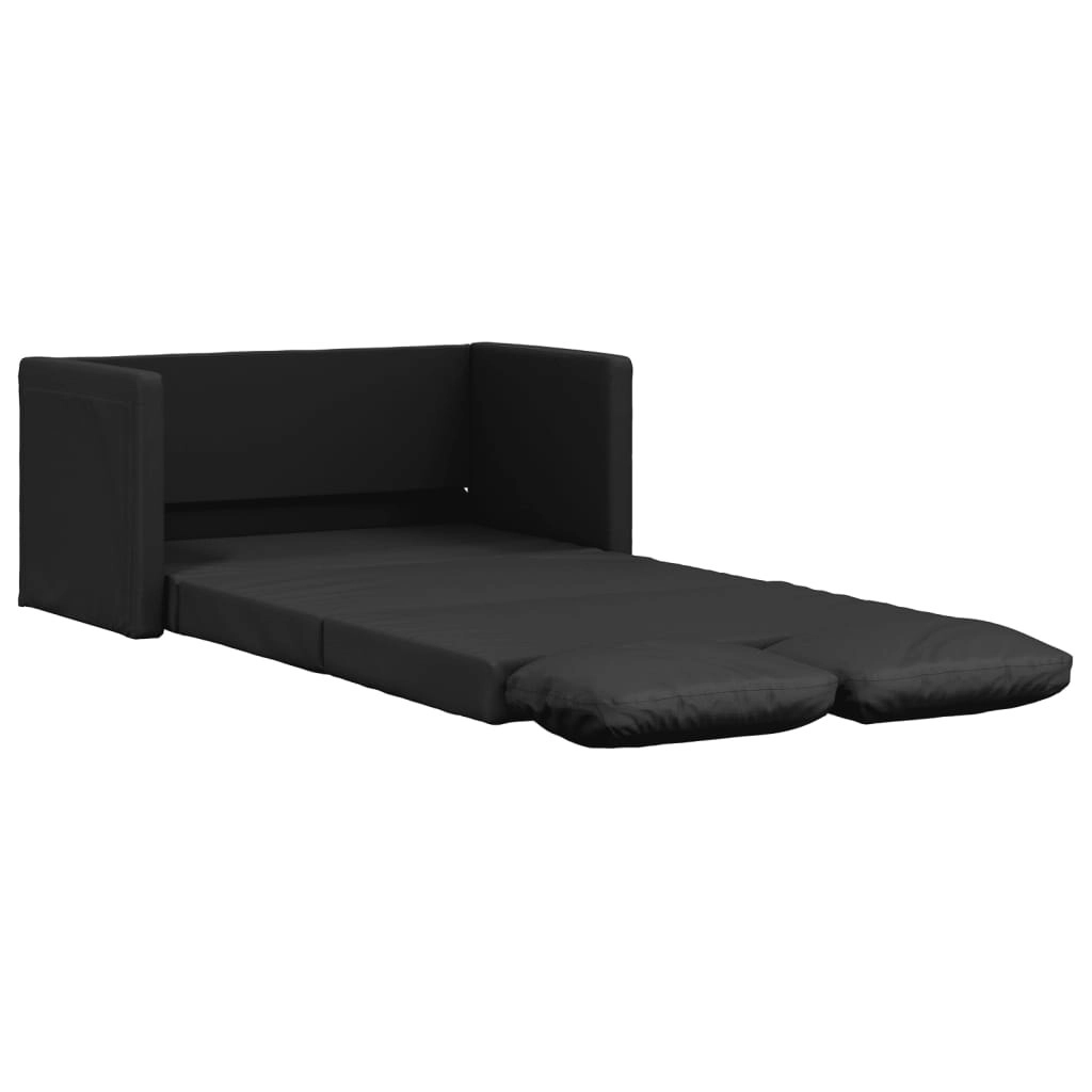 Floor Sofa Bed 2-in-1 Black 112x174x55 cm Faux Leather 353973