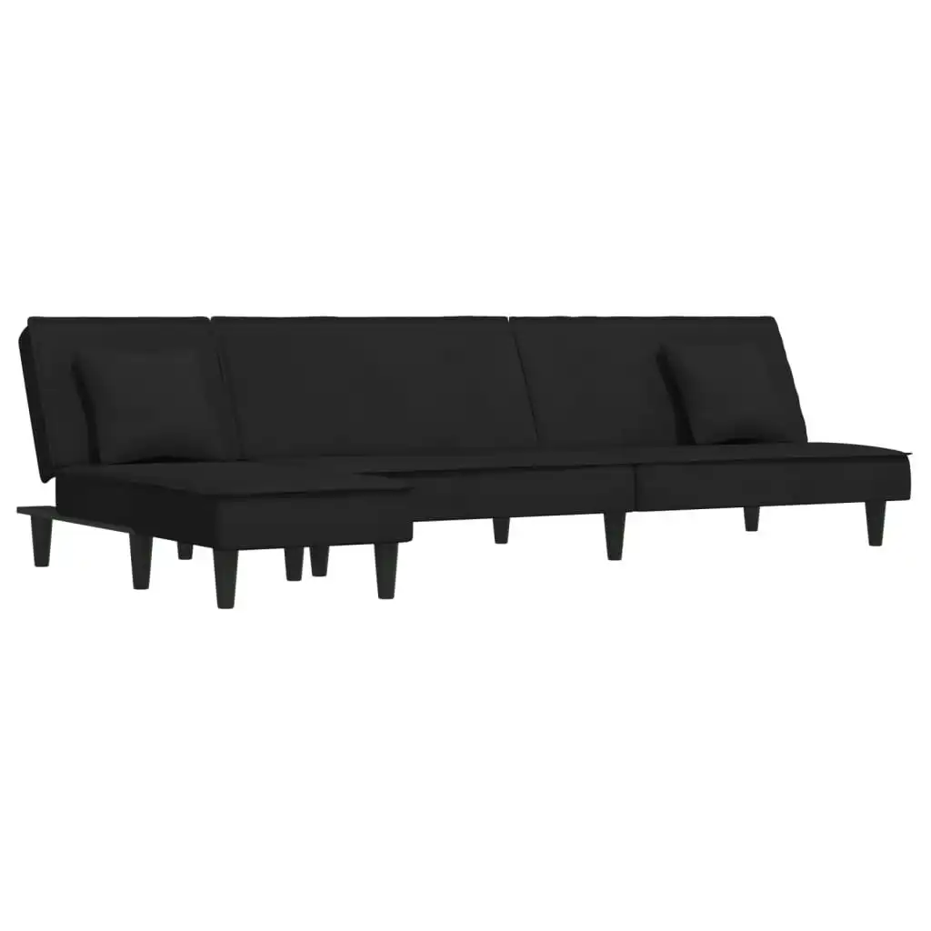 L-shaped Sofa Bed Black 255x140x70 cm Velvet 3157254