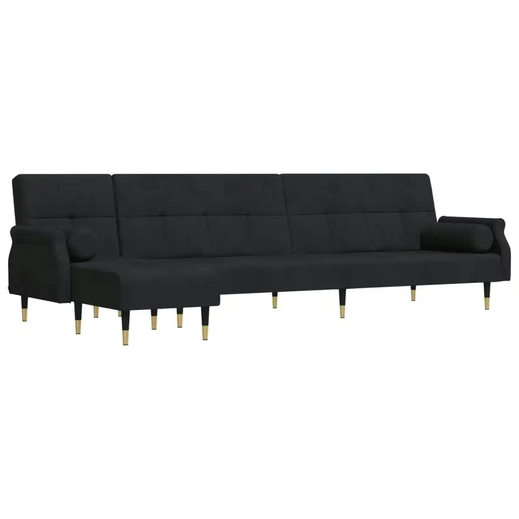 L-shaped Sofa Bed Black 271x140x70 cm Velvet 3157224