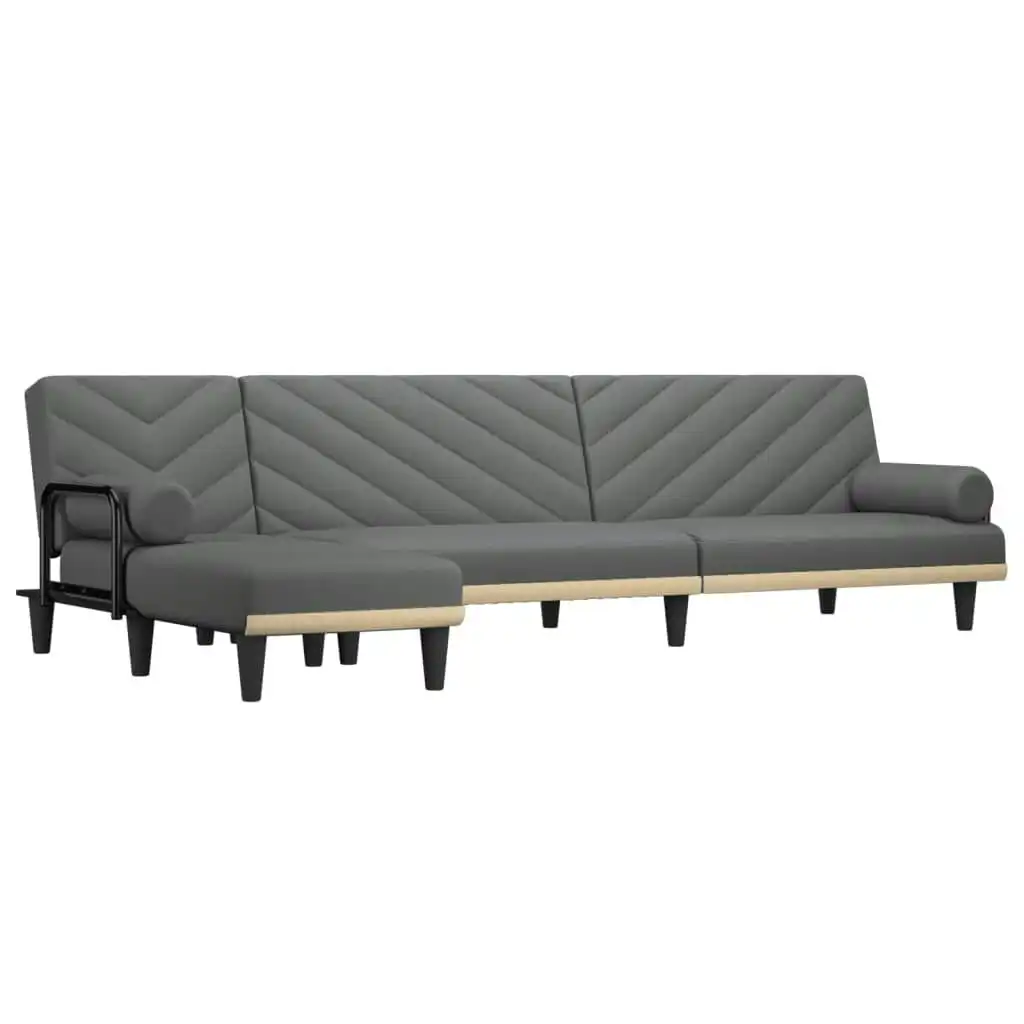 L-shaped Sofa Bed Dark Grey 260x140x70 cm Fabric 3157270