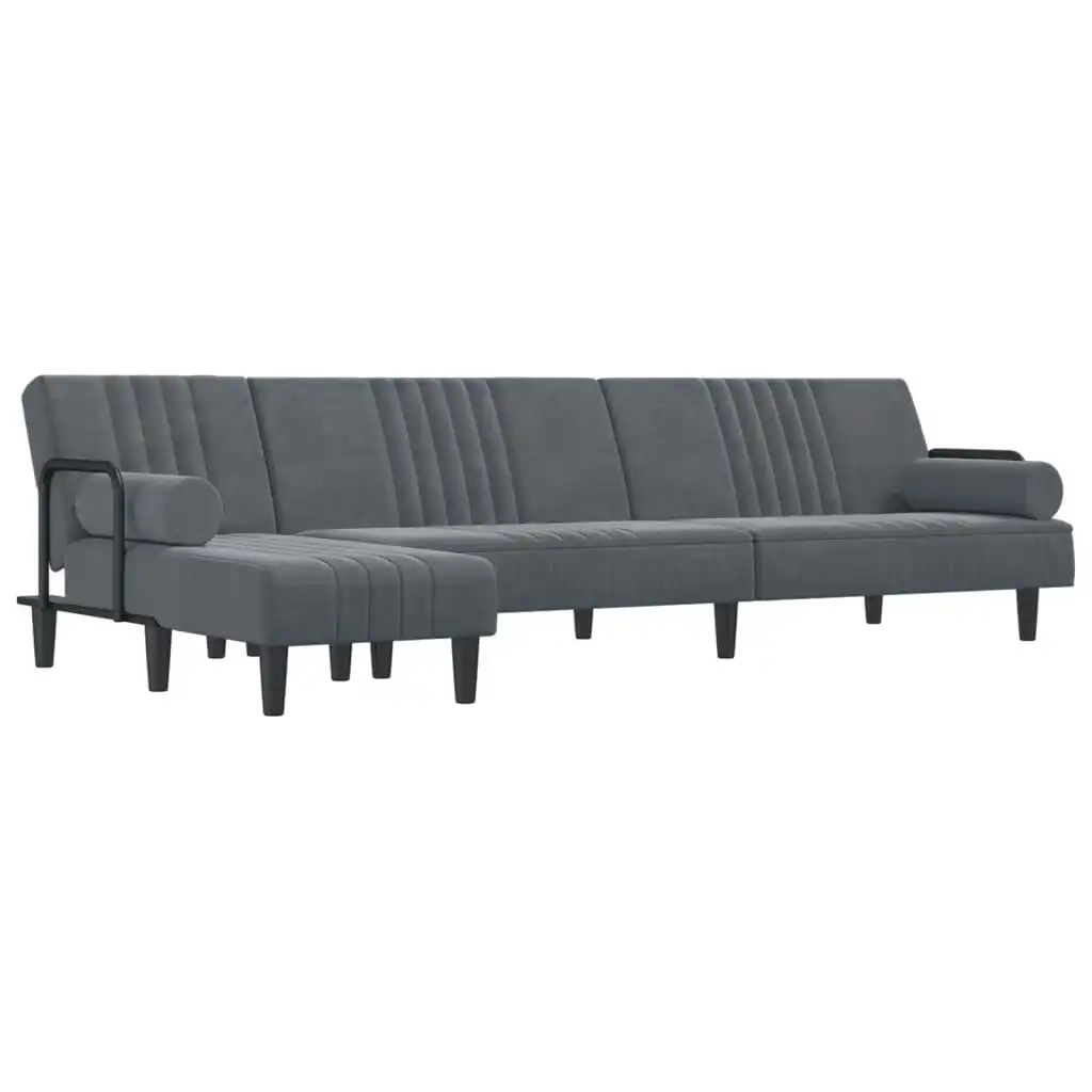 L-shaped Sofa Bed Dark Grey 260x140x70 cm Velvet 3157243