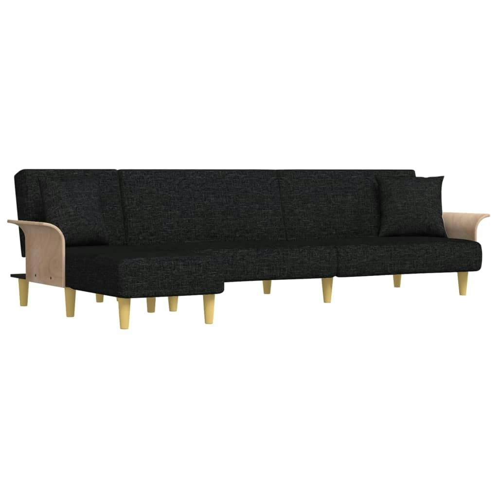 L-shaped Sofa Bed Black 279x140x70 cm Fabric 3157213