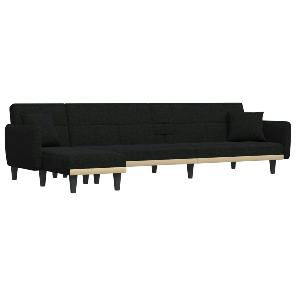 L-shaped Sofa Bed Black 275x140x70 cm Fabric 3157231