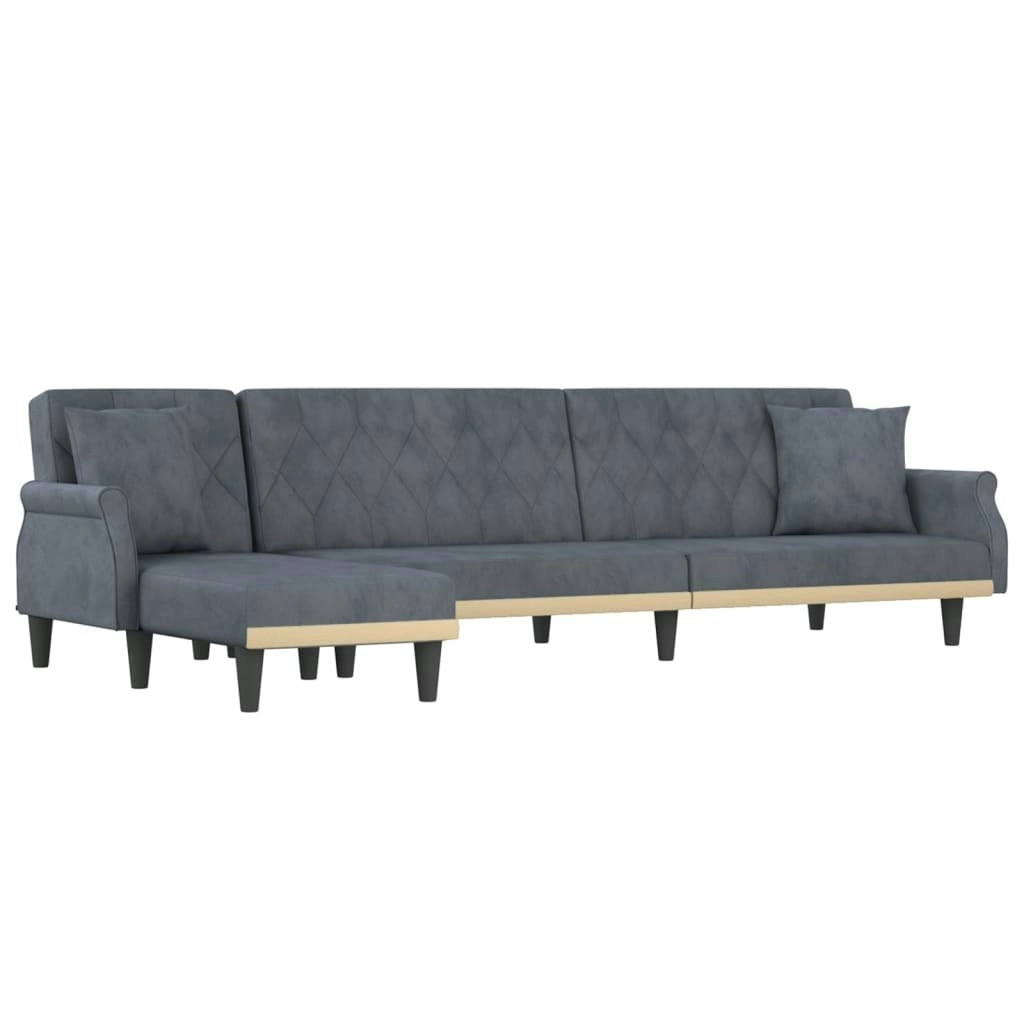 L-shaped Sofa Bed Dark Grey 271x140x70 cm Velvet 3157277