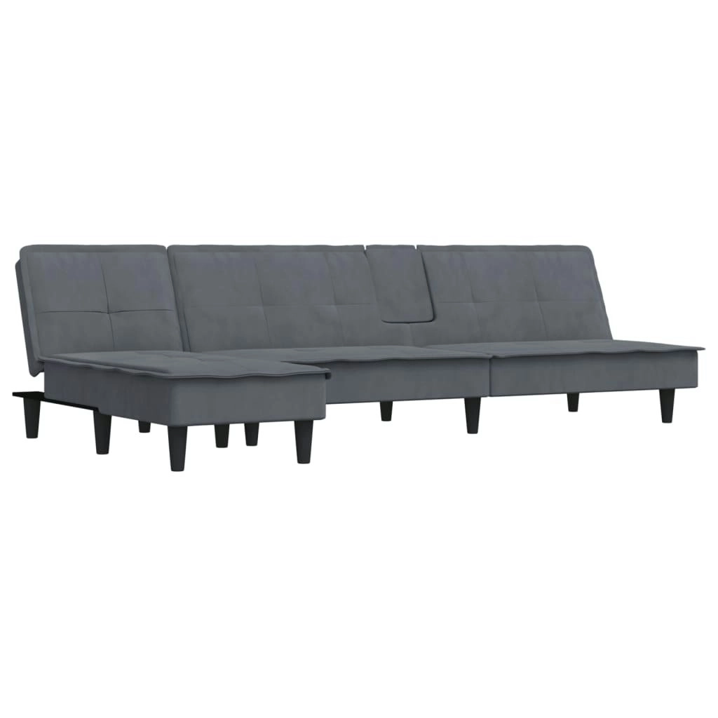 L-shaped Sofa Bed Dark Grey 255x140x70 cm Velvet 3157261