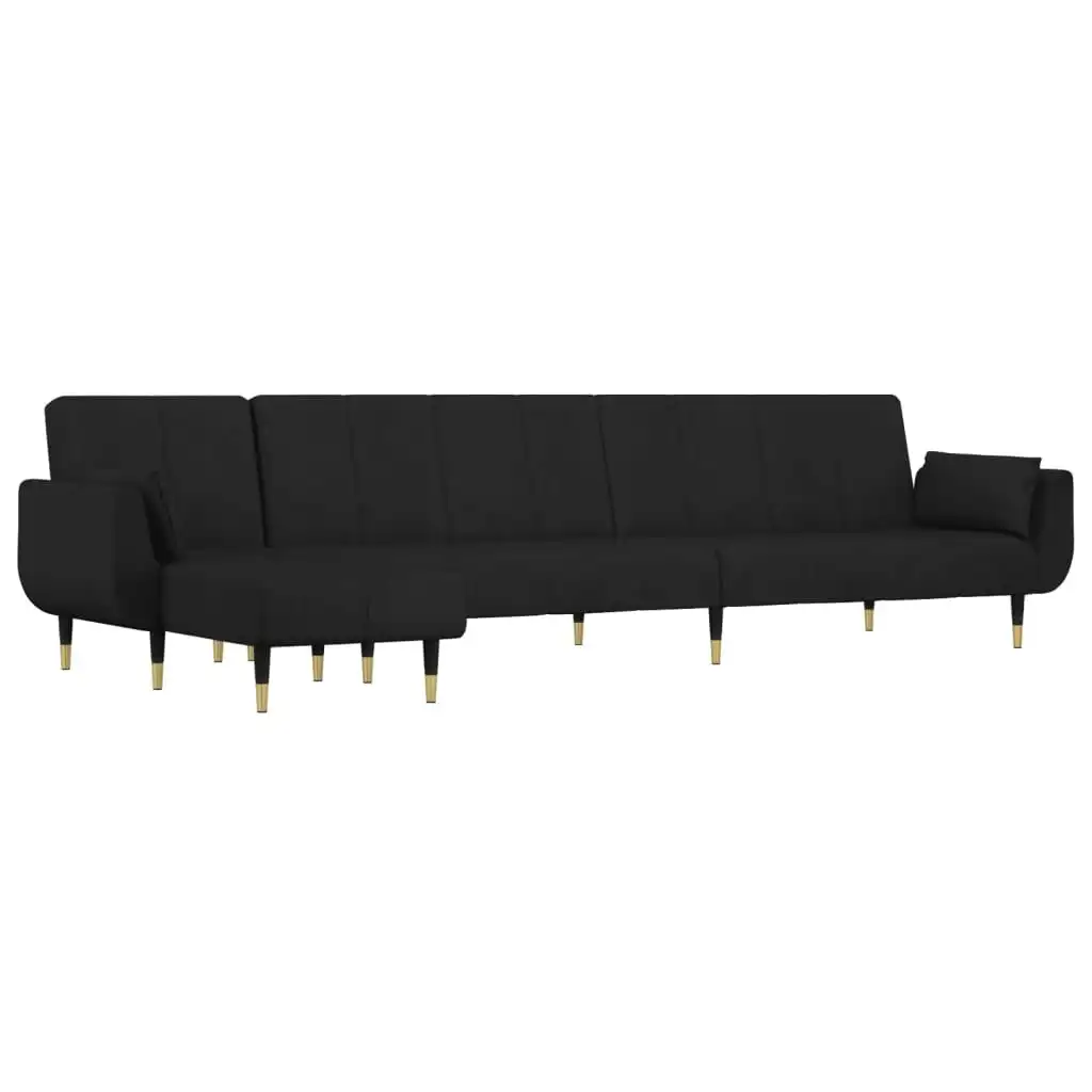 L-shaped Sofa Bed Black 275x140x70 cm Velvet 3157209