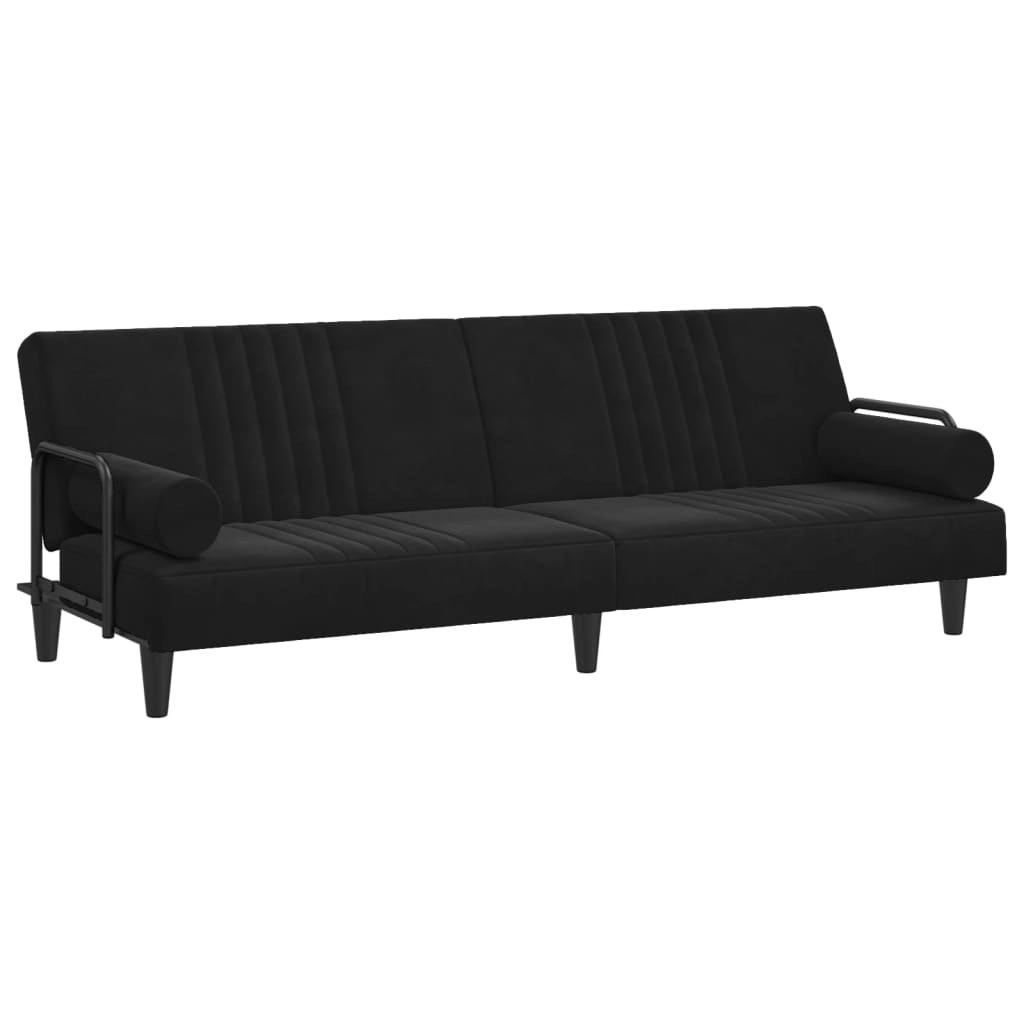 Sofa Bed with Armrests Black Velvet 351898