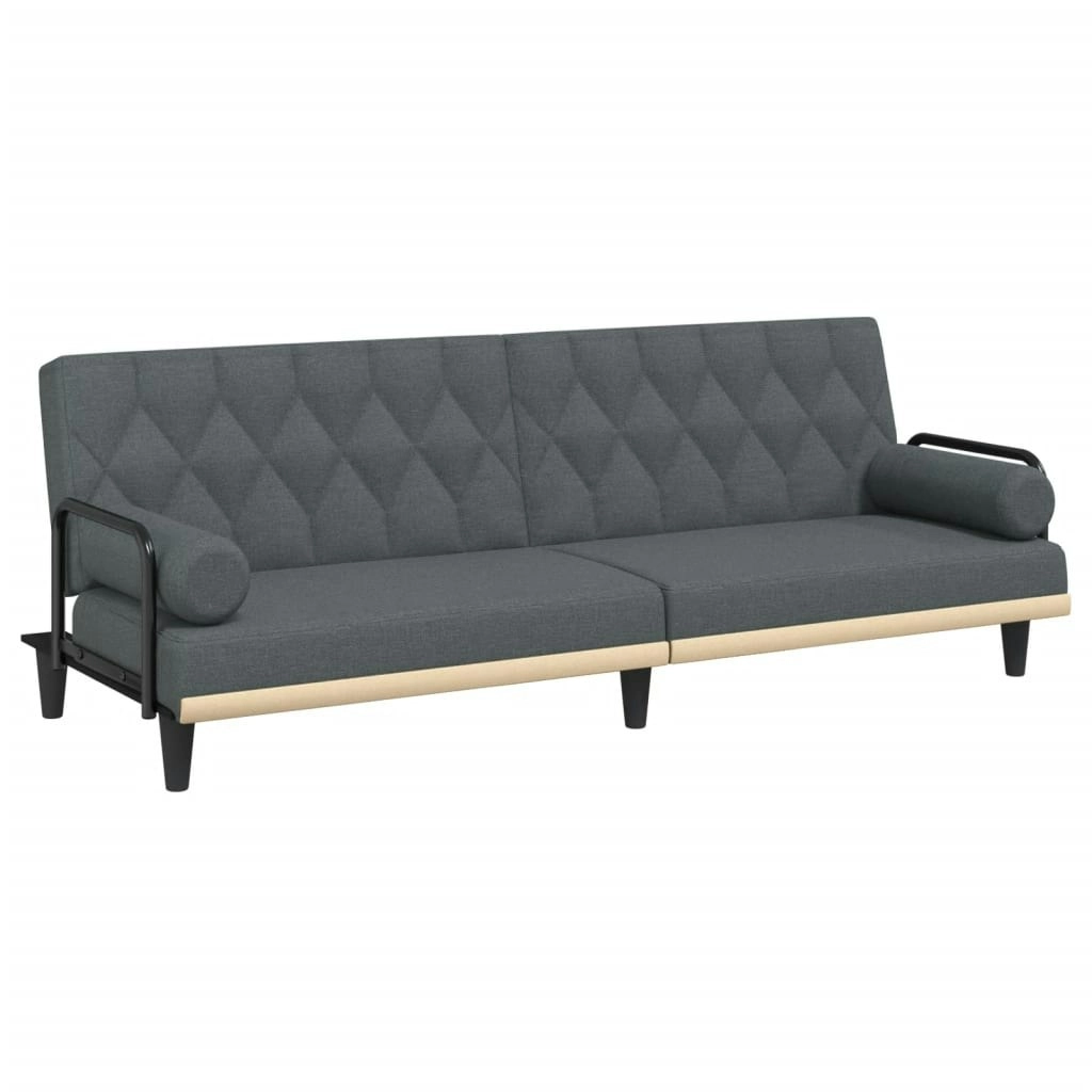 Sofa Bed with Armrests Dark Grey Fabric 351938