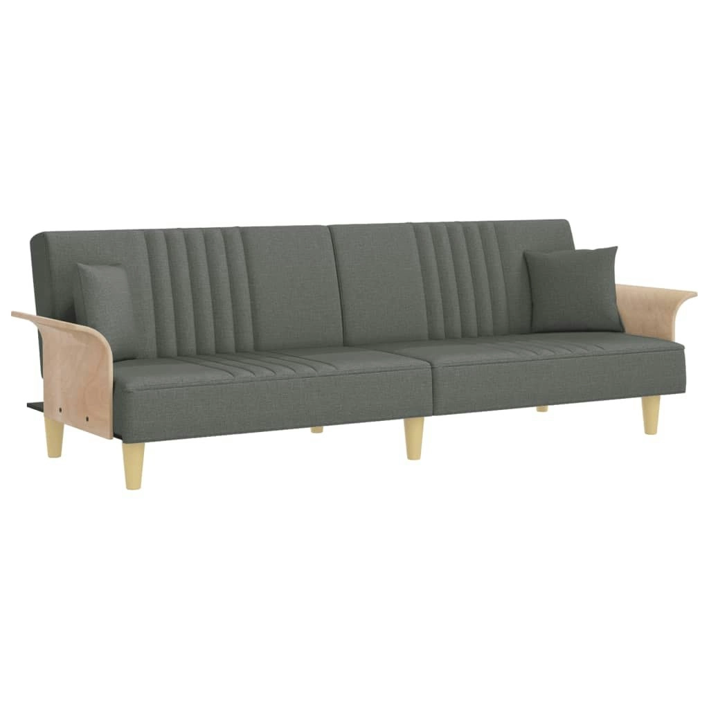 Sofa Bed with Armrests Dark Grey Fabric 351888