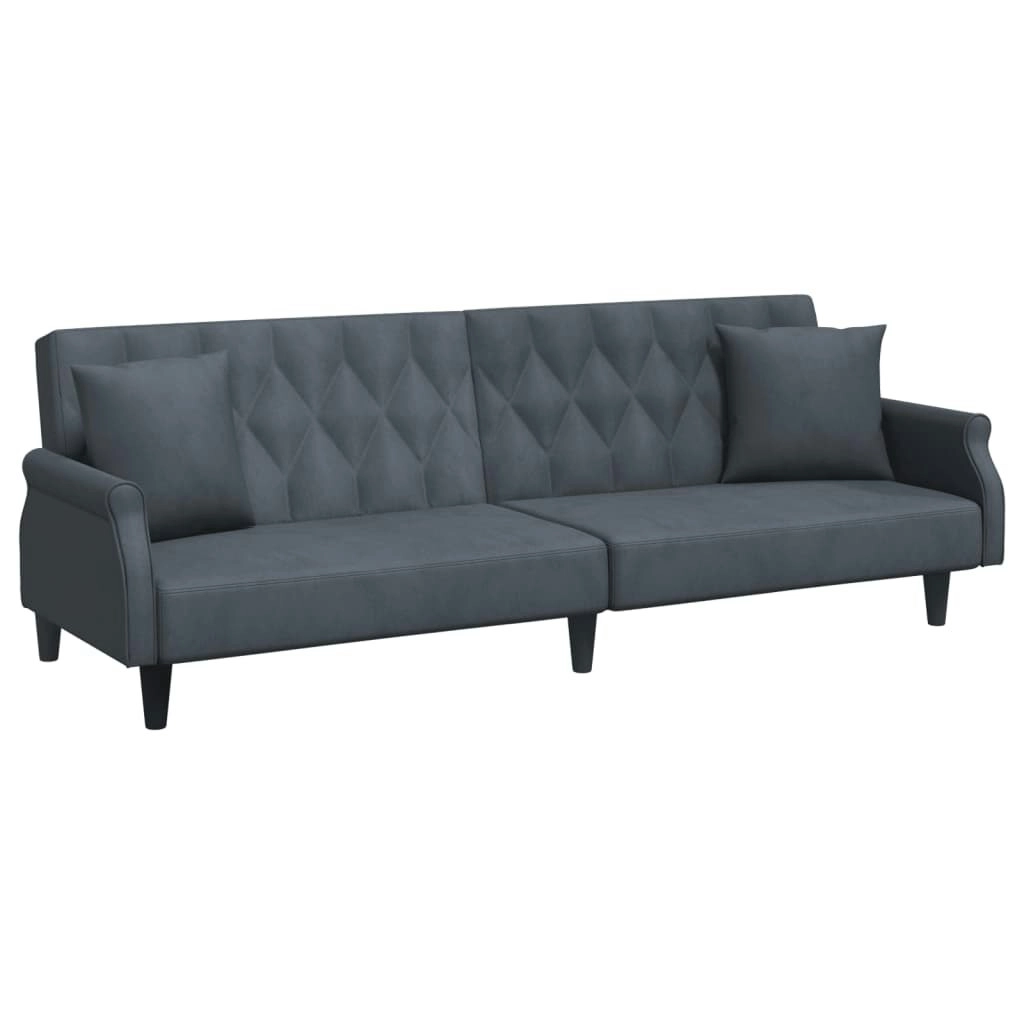 Sofa Bed with Armrests Dark Grey Velvet 351945