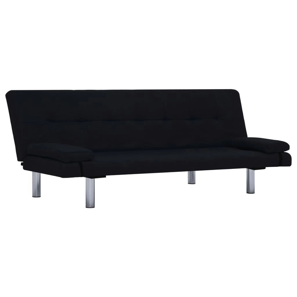 Sofa Bed with Two Pillows Black Polyester 282189