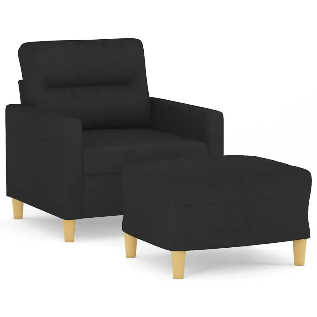 Sofa Chair with Footstool Black 60 cm Fabric 3201069