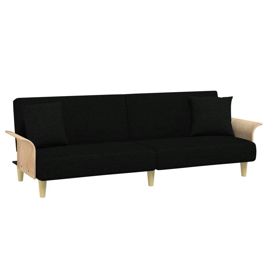 Sofa Bed with Armrests Black Fabric 351845