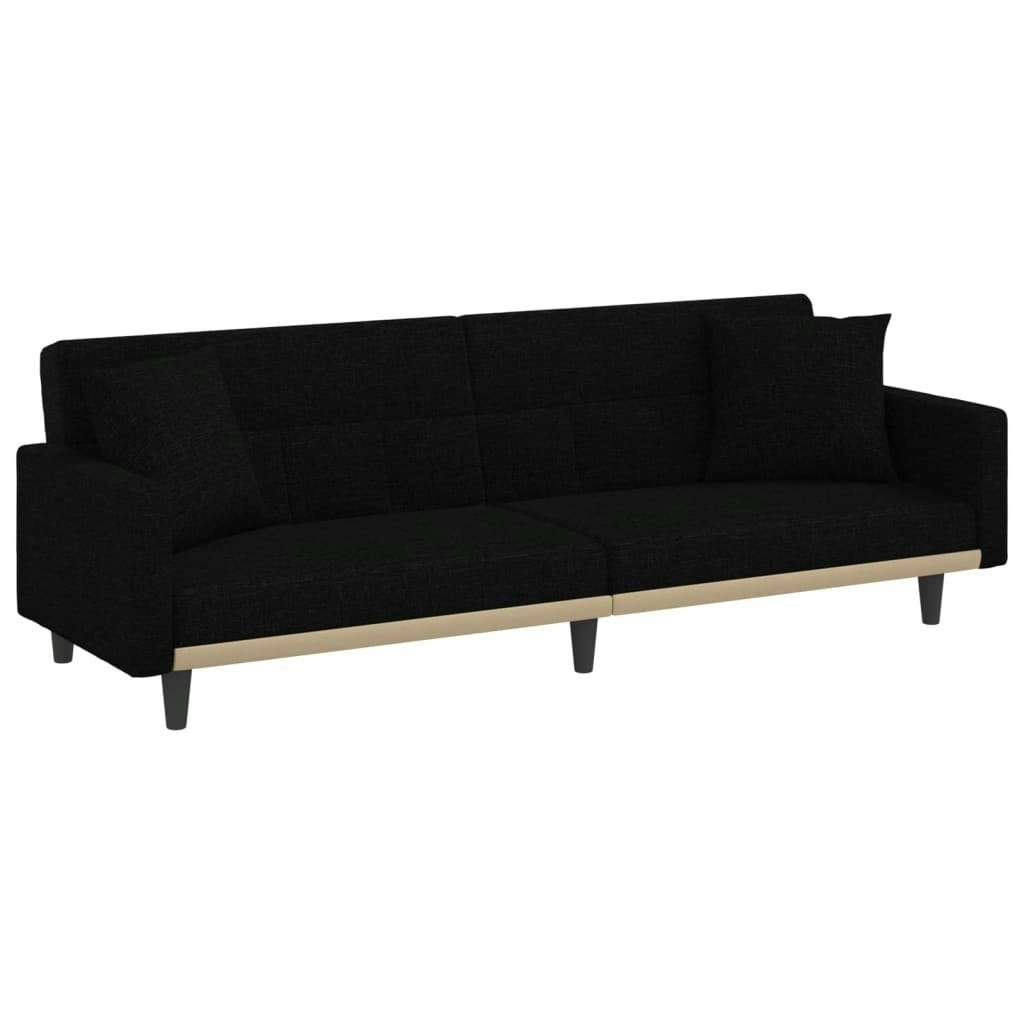 Sofa Bed with Cushions Black Fabric 351877