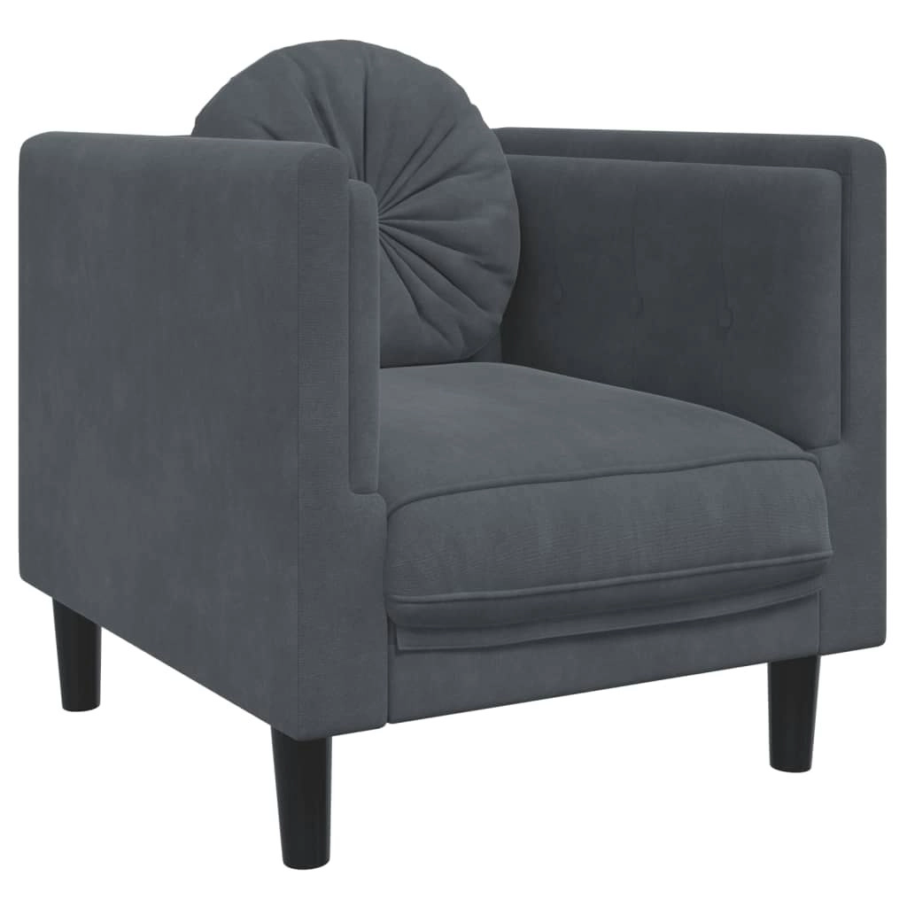 Sofa Chair with Cushion Dark Grey Velvet 372623