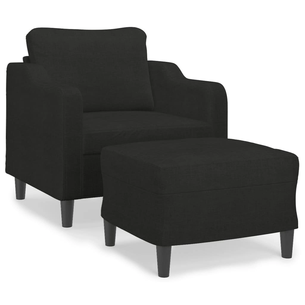 Sofa Chair with Footstool Black 60 cm Fabric 3201131