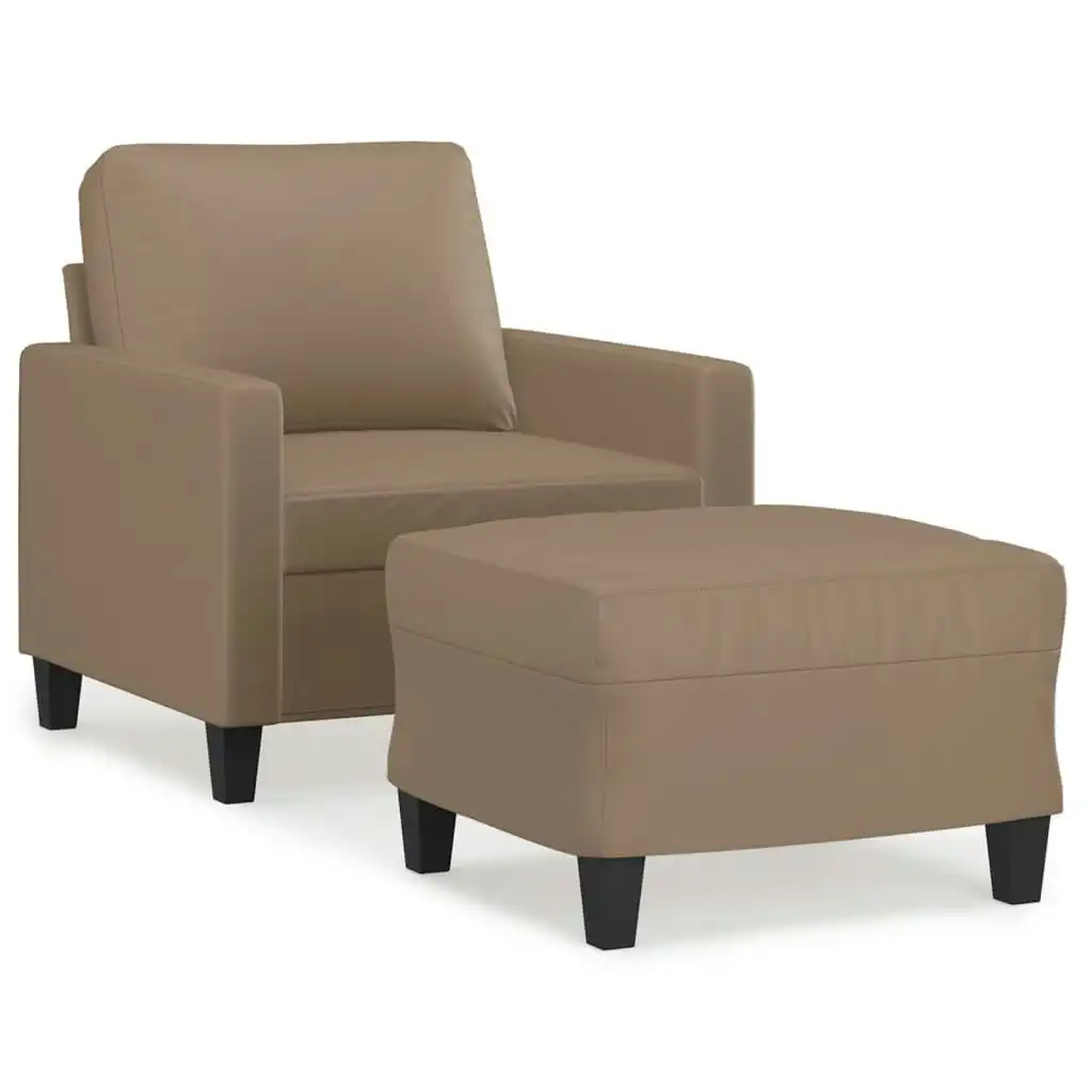 Sofa Chair with Footstool Cappuccino 60 cm Faux Leather 3201023