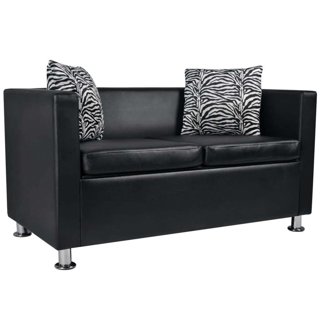 Sofa 2-Seater Artificial Leather Black 242209