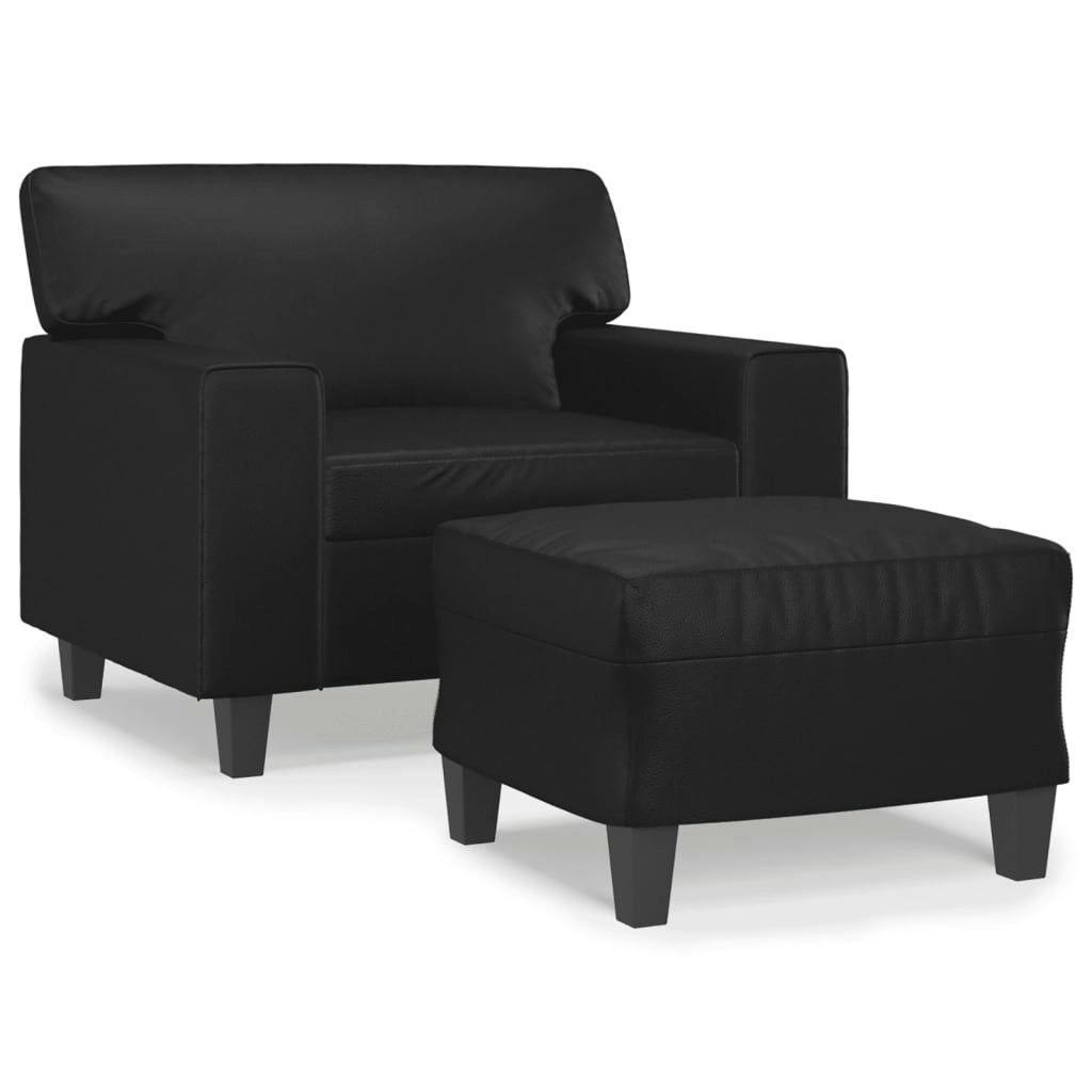 Sofa Chair with Footstool Black 60 cm Faux Leather 3201159