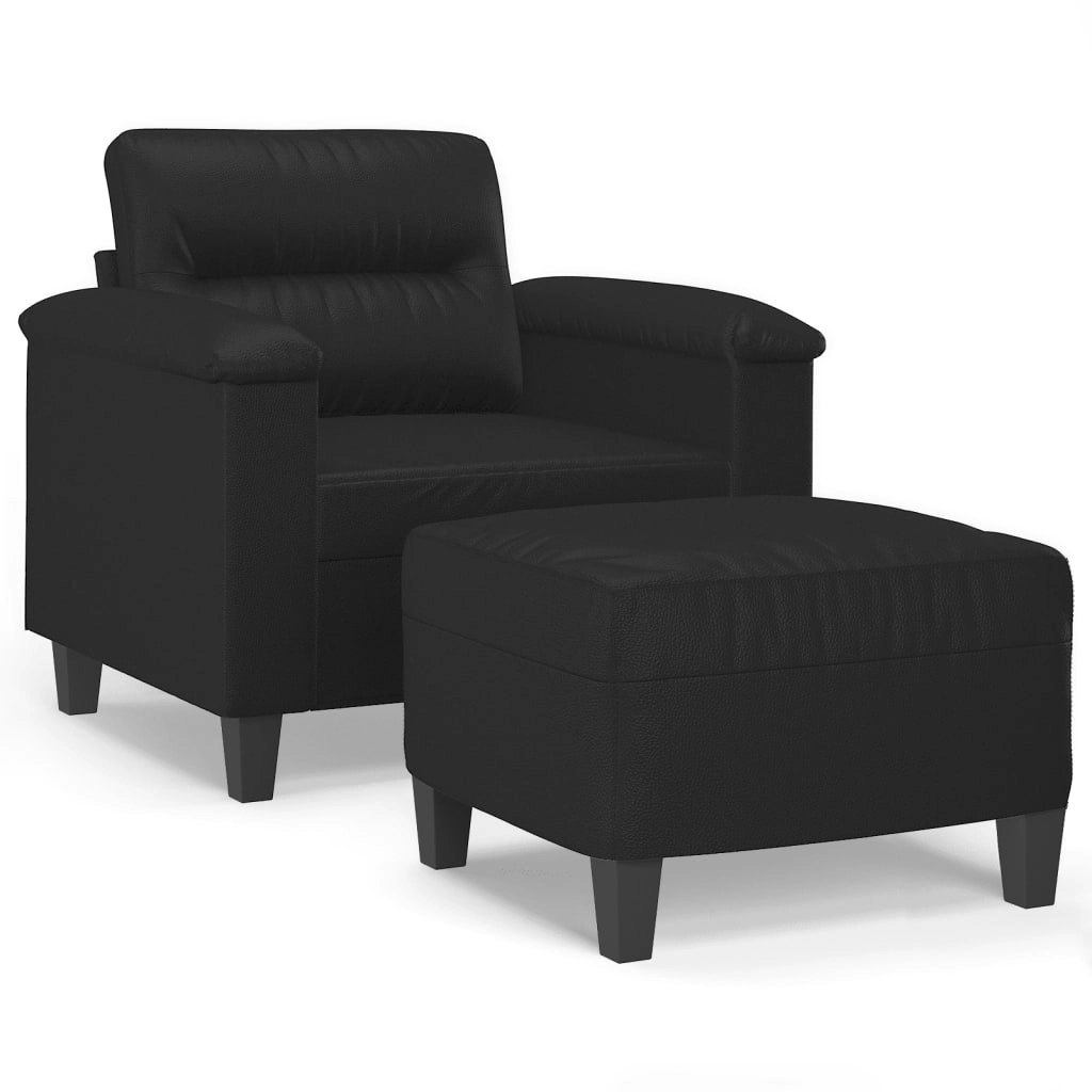 Sofa Chair with Footstool Black 60 cm Faux Leather 3201237