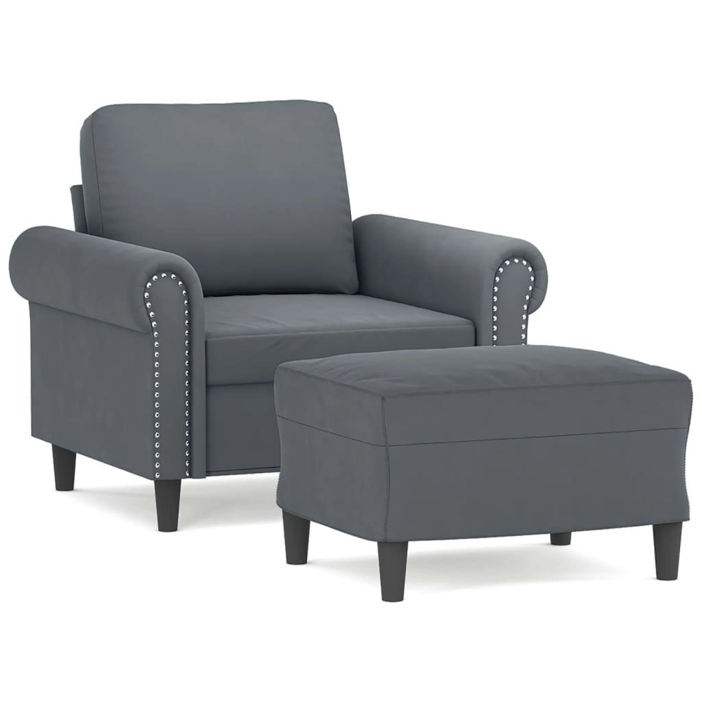 Sofa Chair with Footstool Dark Grey 60 cm Velvet 3201206