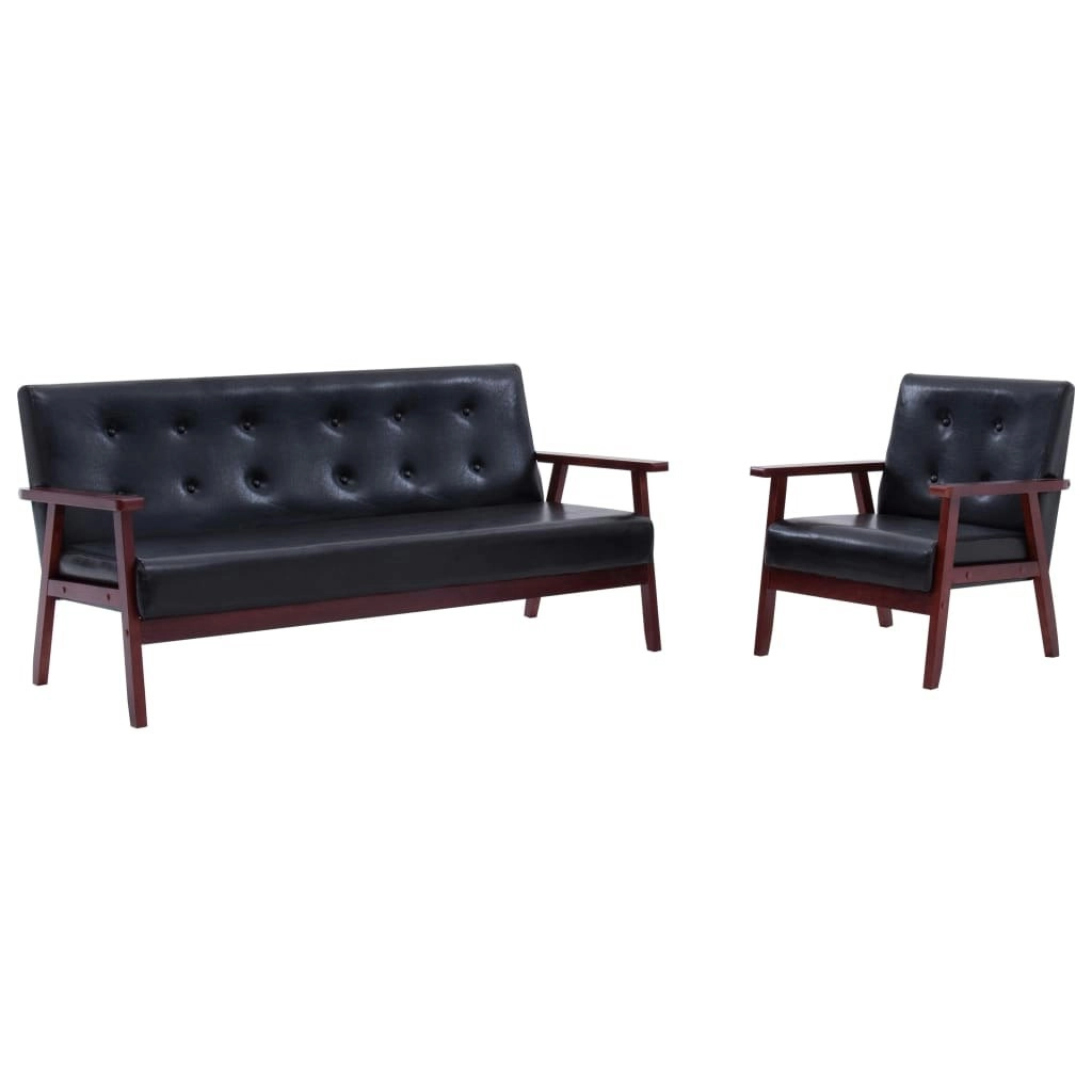 Sofa Set 2 Piece Black Faux Leather 278397