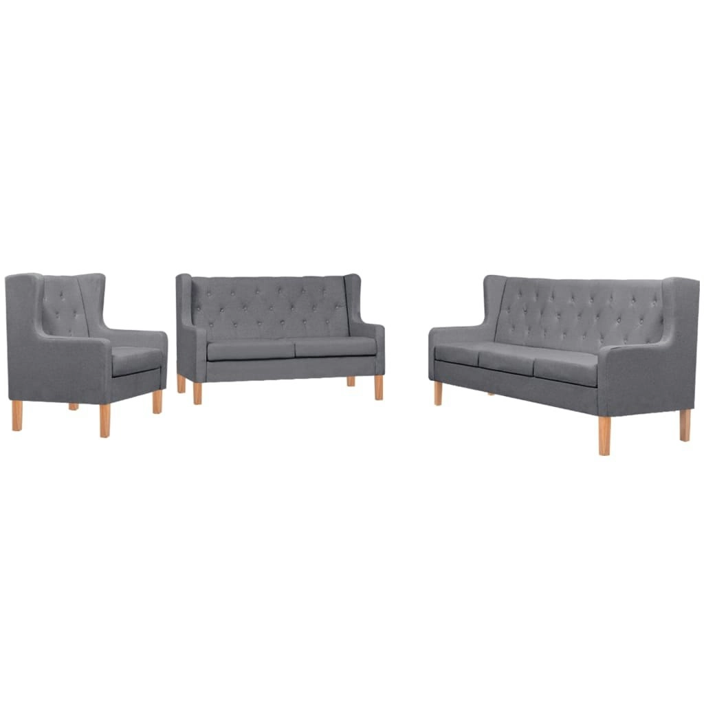 Sofa Set 3 Pieces Fabric Grey 274935