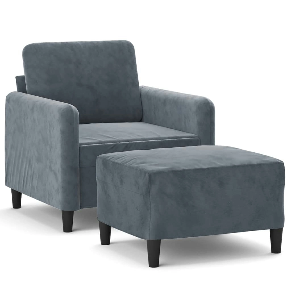 Sofa Chair with Footstool Dark Grey 60 cm Velvet 3201165