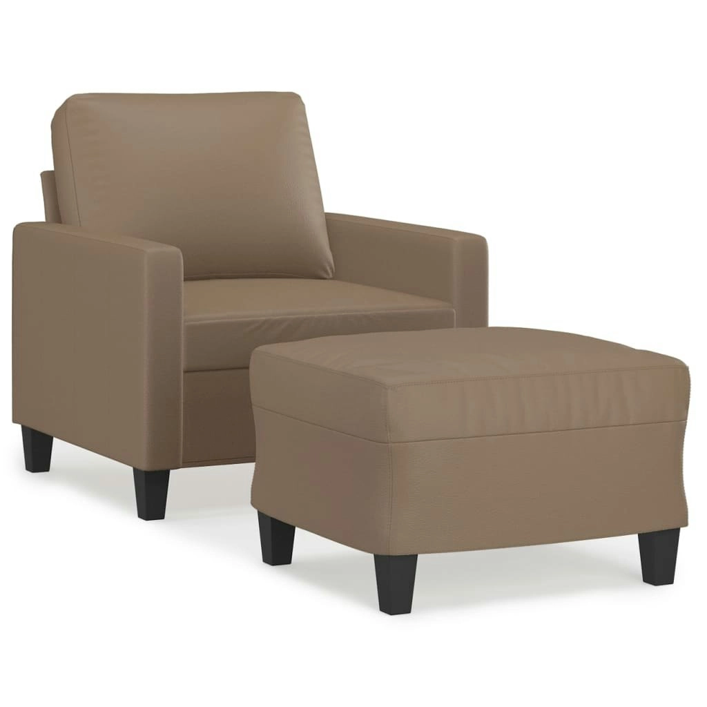 Sofa Chair with Footstool Cappuccino 60 cm Faux Leather 3153352