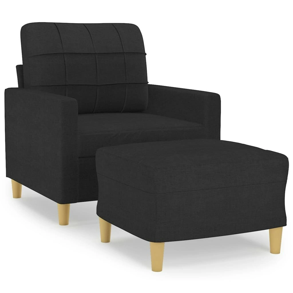 Sofa Chair with Footstool Black 60 cm Fabric 3200997