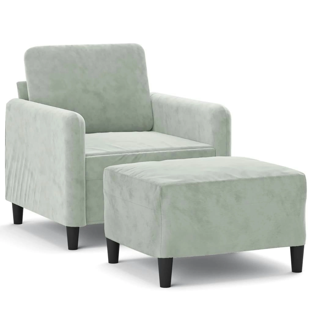 Sofa Chair with Footstool Light Grey 60 cm Velvet 3201164