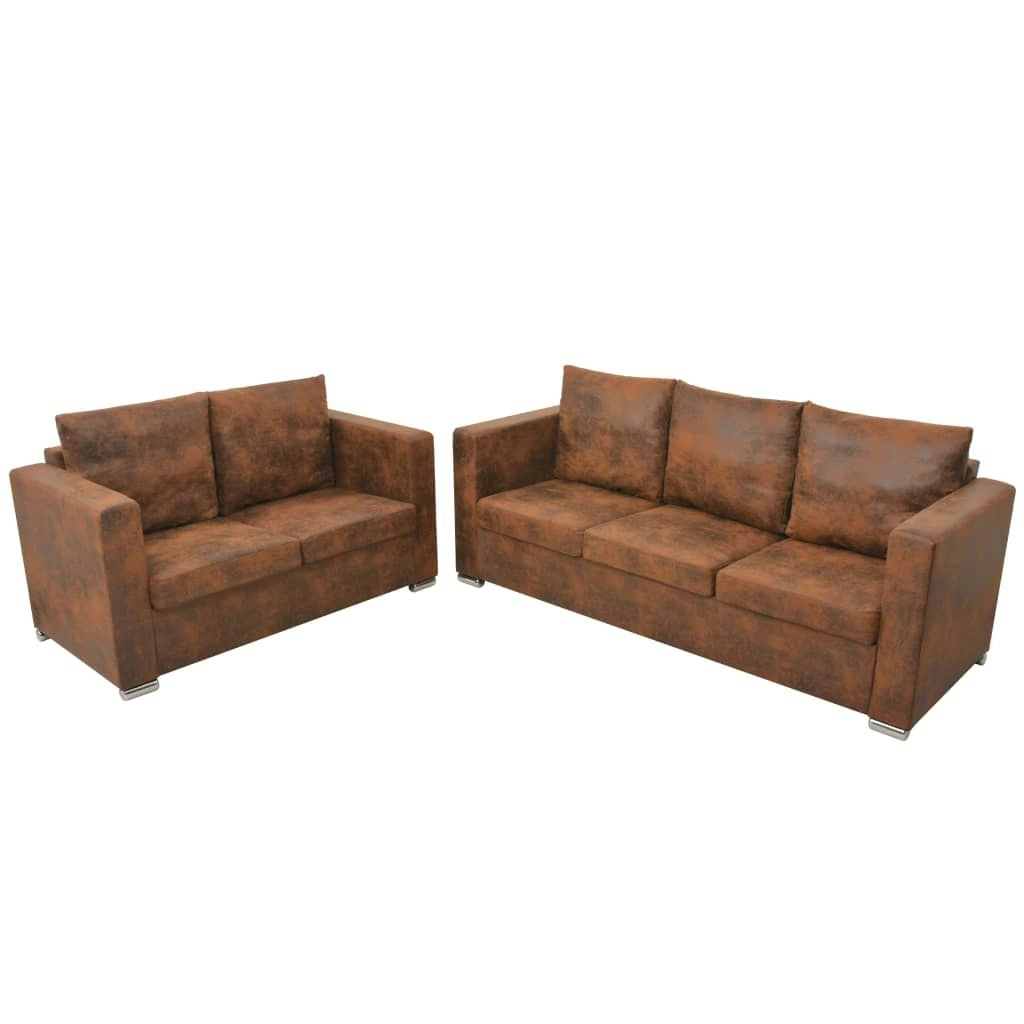 Sofa Set 2 Pieces Artificial Suede Leather 274885