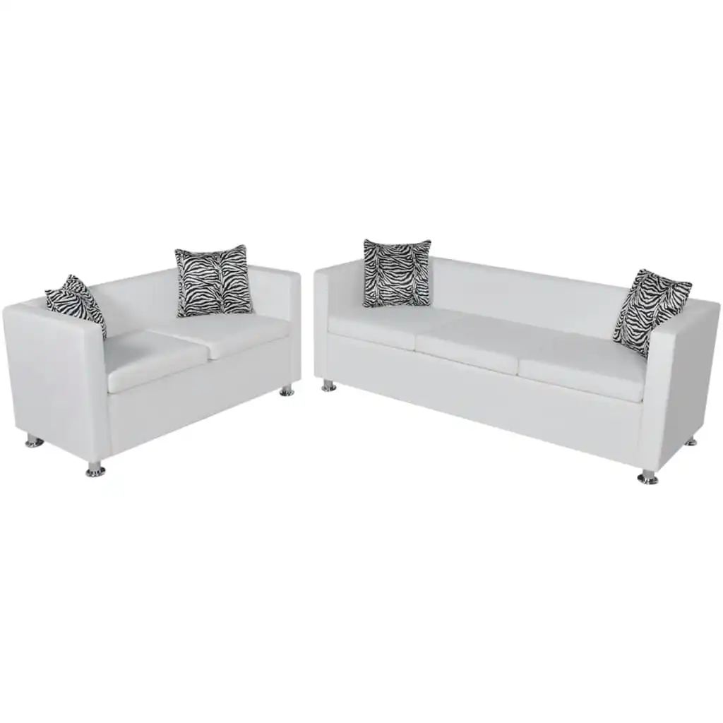 Sofa Set Artificial Leather 3-Seater and 2-Seater White 272180