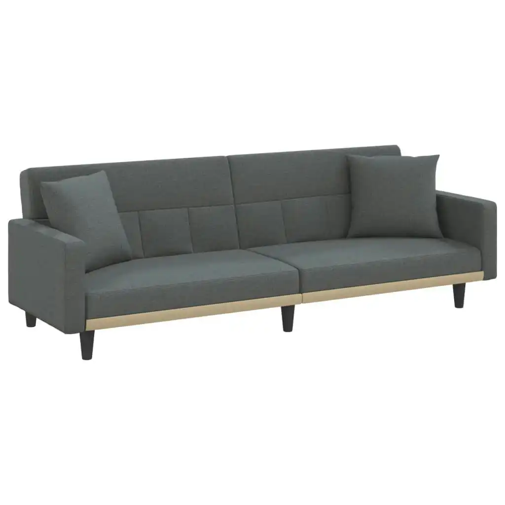 Sofa Bed with Cushions Dark Grey Fabric 351876