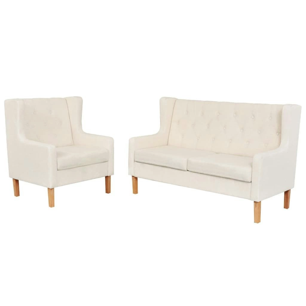 Sofa Set 2 Pieces Fabric Cream White 274928