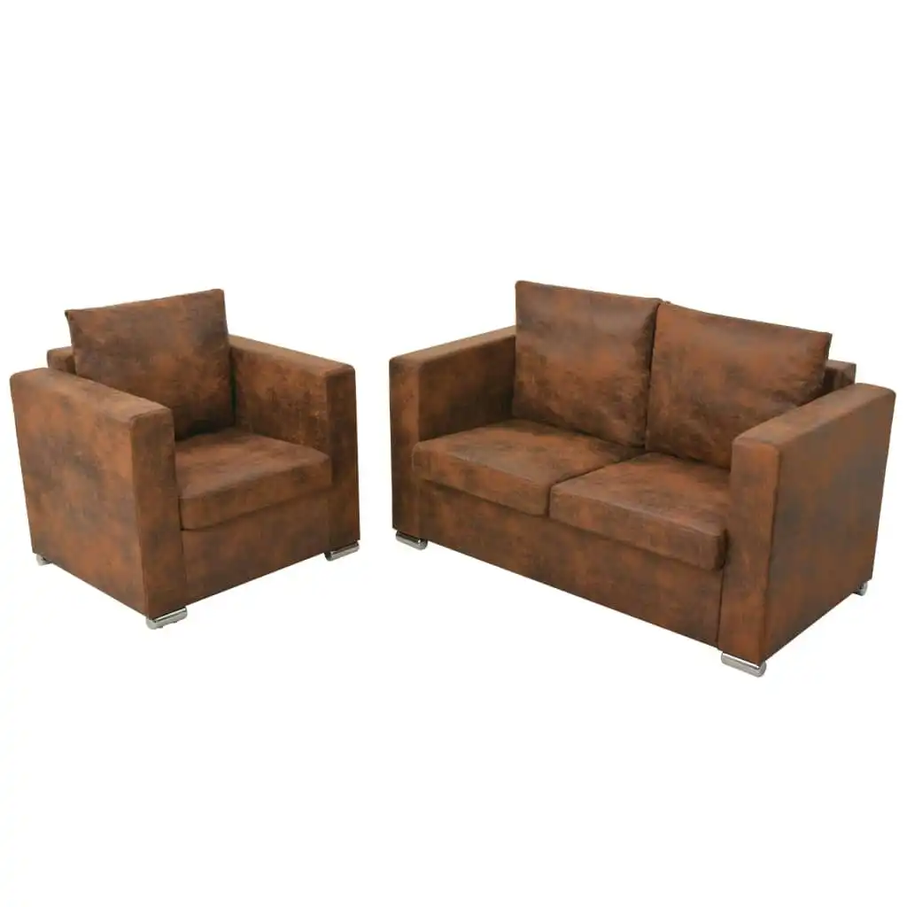 Sofa Set 2 Pieces Artificial Suede Leather 274883