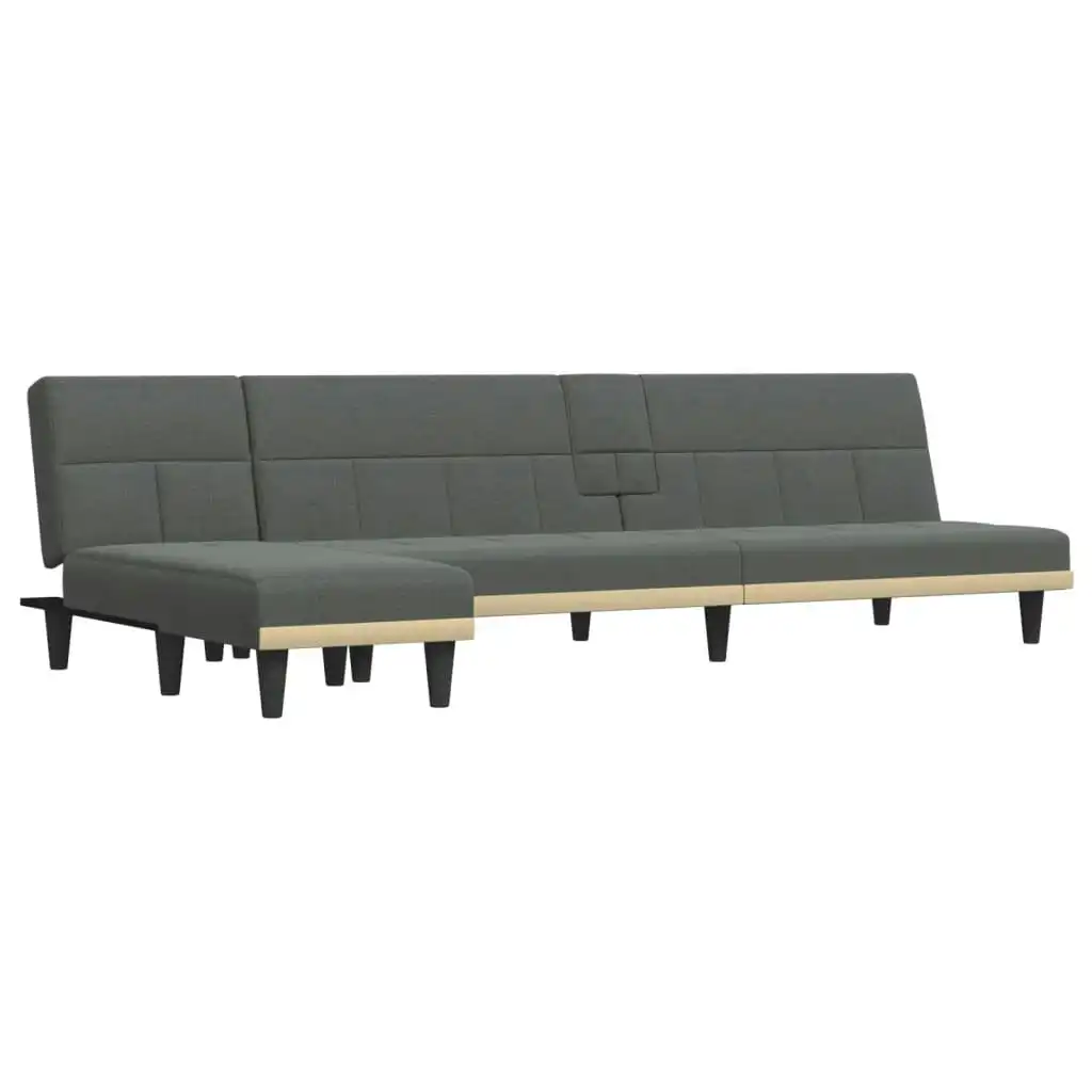 L-shaped Sofa Bed Dark Grey 255x140x70 cm Fabric 3157227